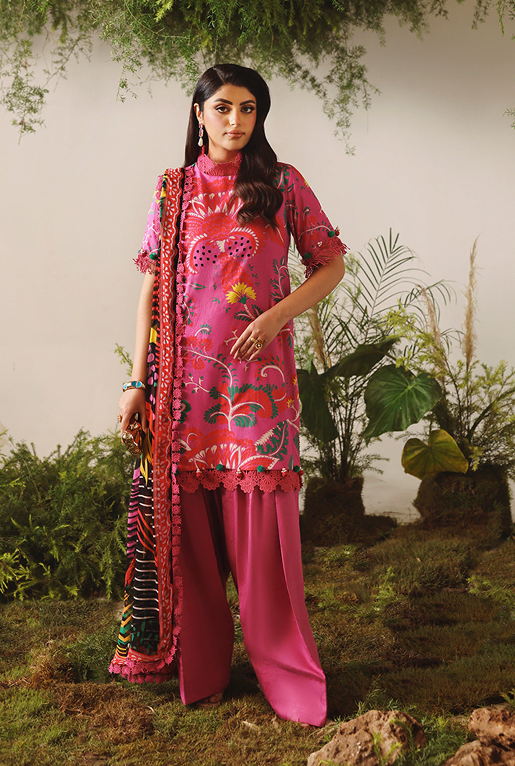 Naqsh Bloom & Vogue Jacquard`25 Deep Pink D#164