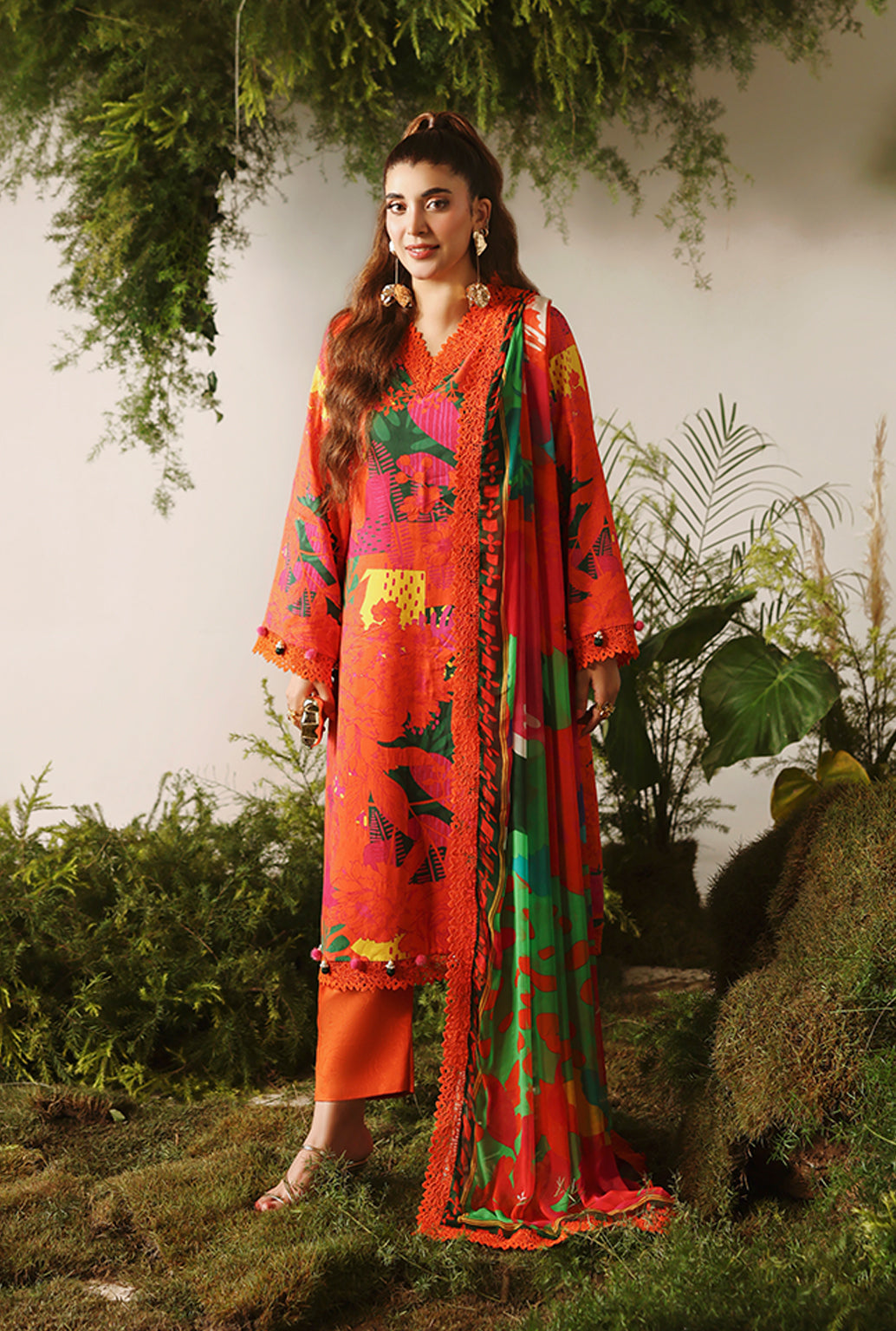 Naqsh Bloom & Vogue Jacquard`25 Red Orange D#158