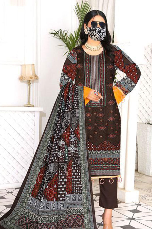 AA Aroma Print Lawn`23 D#2906 Chocolate