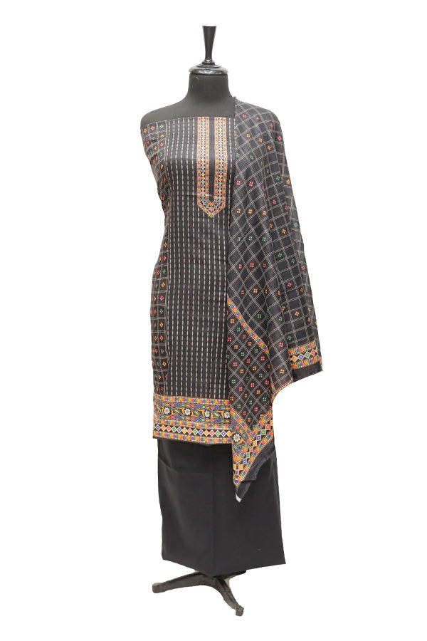 bin saeed black dress Bin Saeed Luxury Embroidered Organza Suit - Black MOMINA