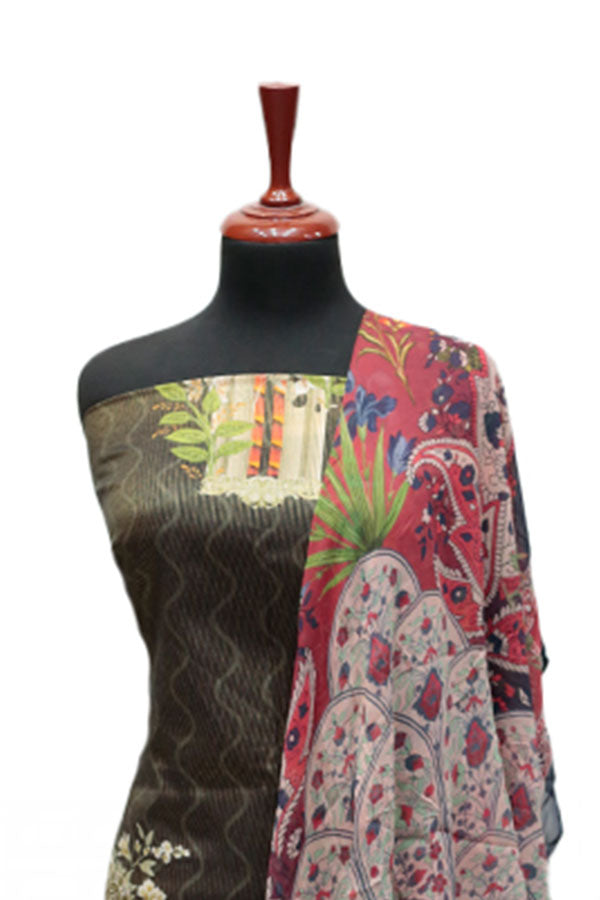 Floraison D/Chiffon Dupatta`25 D#3213 (Skin)
