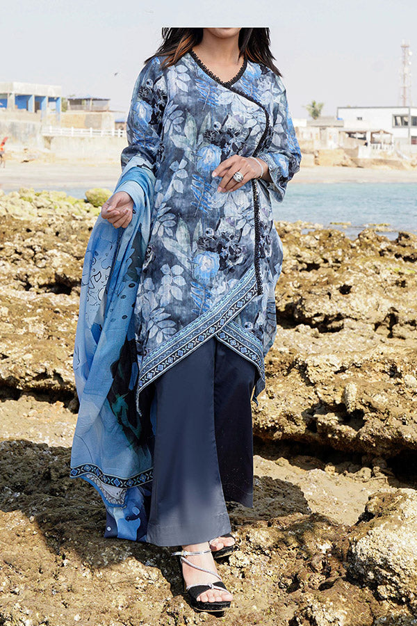 Hafiz Lavish Print Lawn`25 D#04 D-GREY