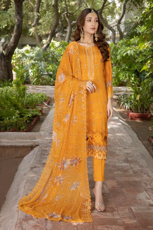 Mi Creation Kinara D-Emb Viscose`23 Vol-2 Mustard
