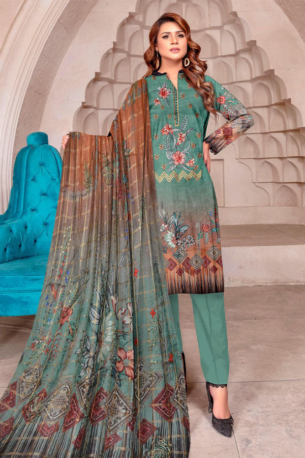 Naimal Nari D/Emb Lawn`23 (Sea Green)