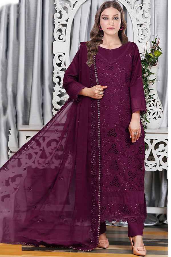 Noor Jahan Luxury Emb Lawn'25 D#1-Fuchsia