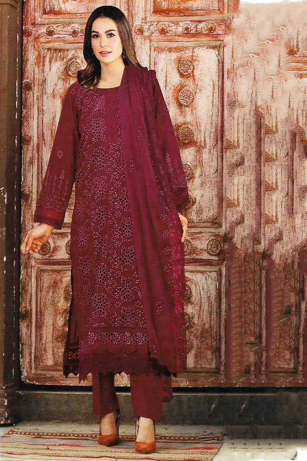 Noor Jahan Luxury Emb Lawn'25 D#1-Red-1