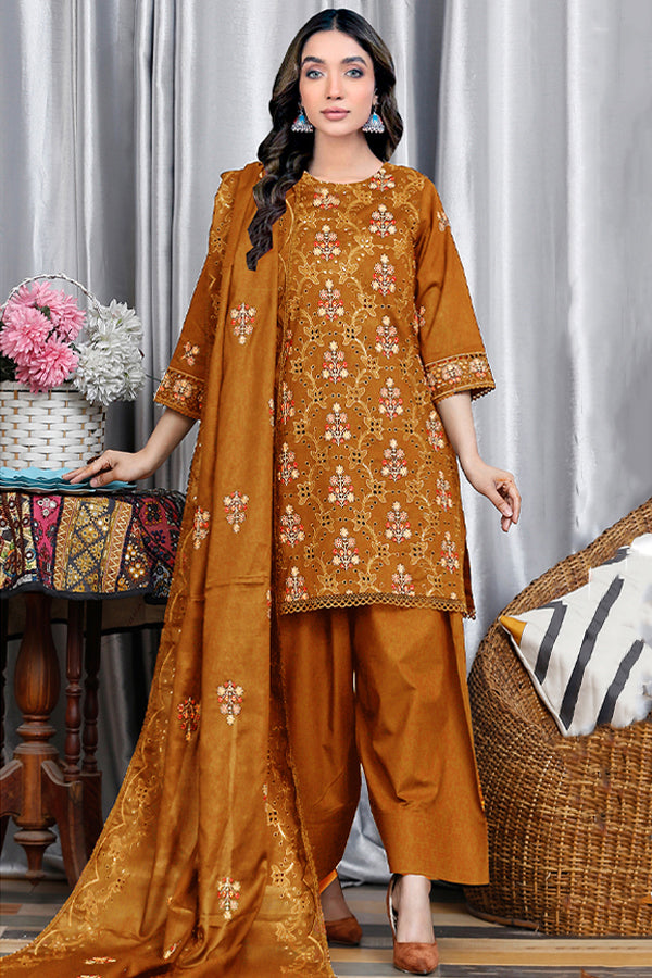 Noor Jahan Luxury Emb Lawn'25 D#1-Rust
