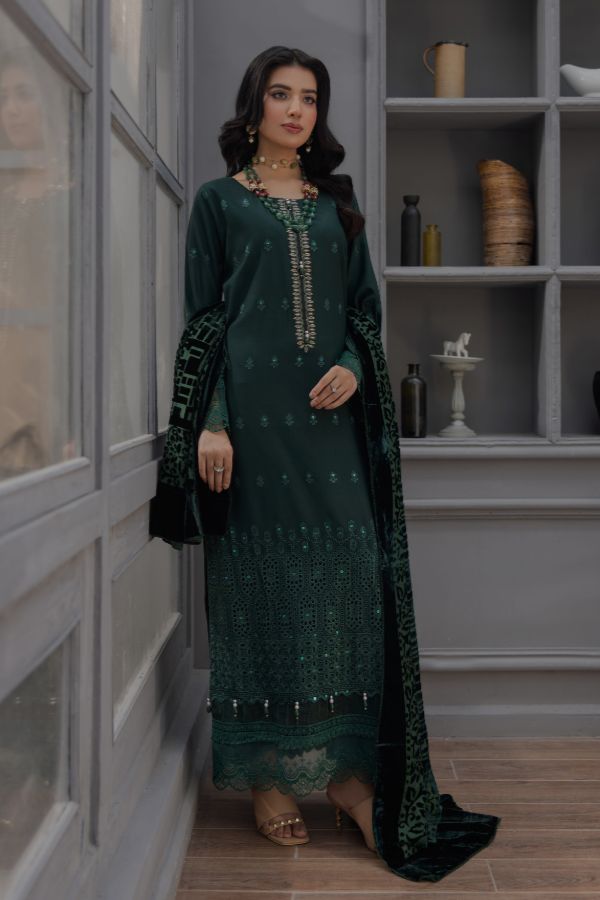 Noor Jahan Monal Velvet Shawl`25 D#4