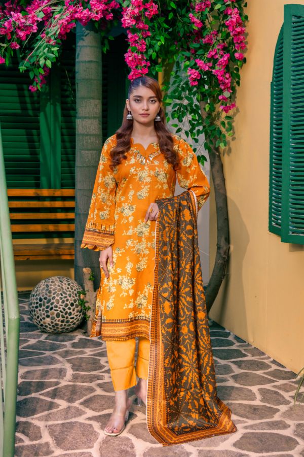 Rahat Premium Lawn`26 (Vol-3) D#01 MUSTARD