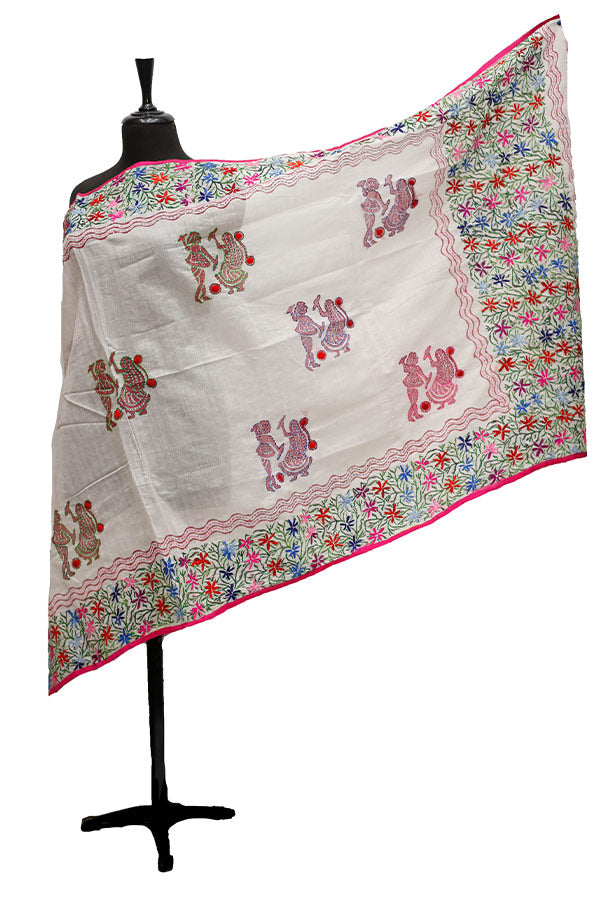 Silk Needle Work Dupatta D#1-28