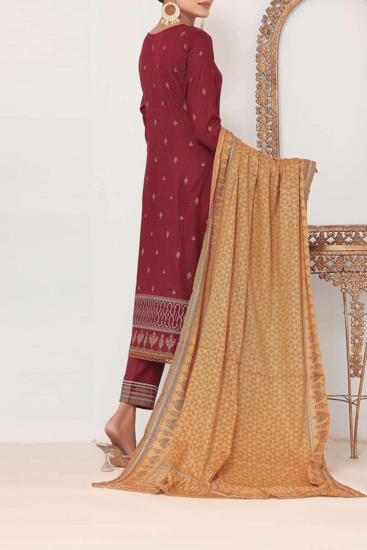 Daman Print Lawn`23 D#1535 Maroon