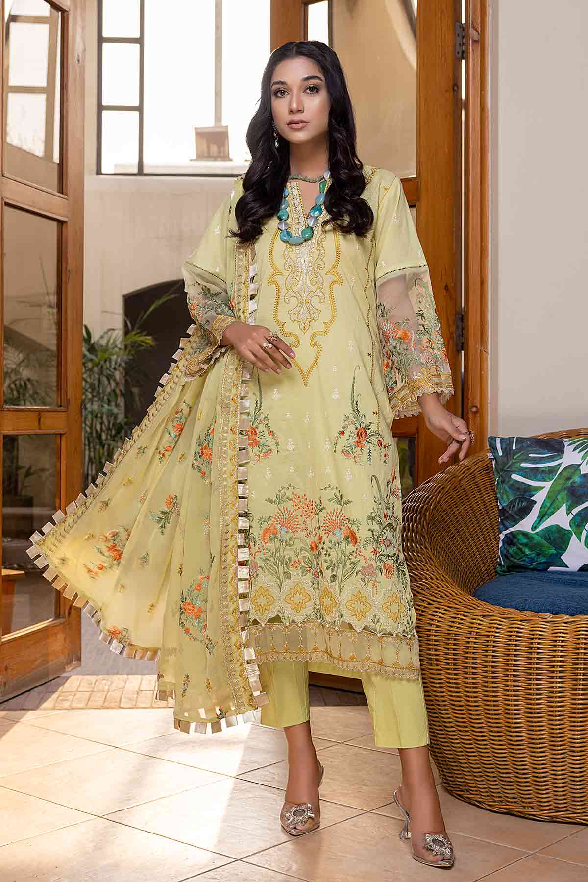Peridot Meenakari Emb Lawn`22 D#202-A