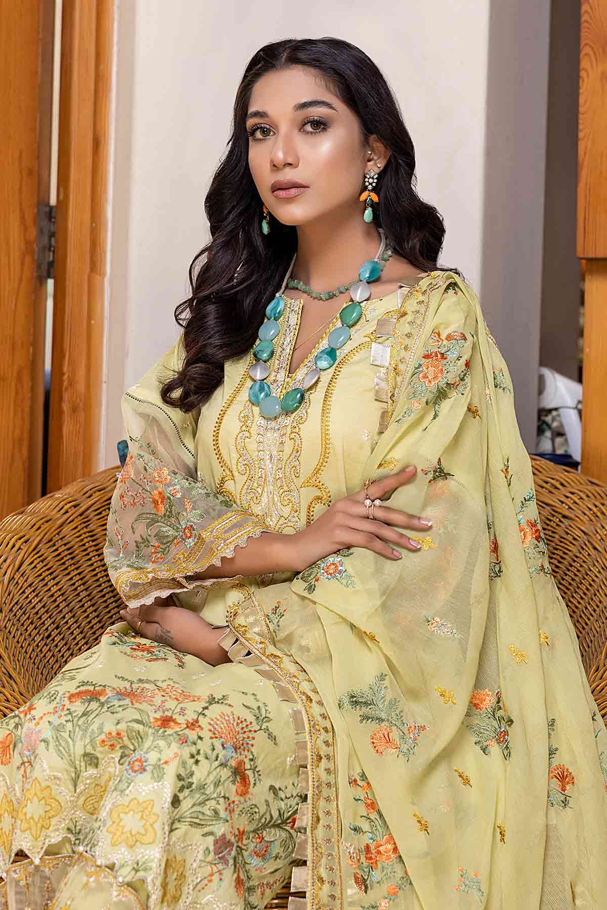 Peridot Meenakari Emb Lawn`22 D#202-A