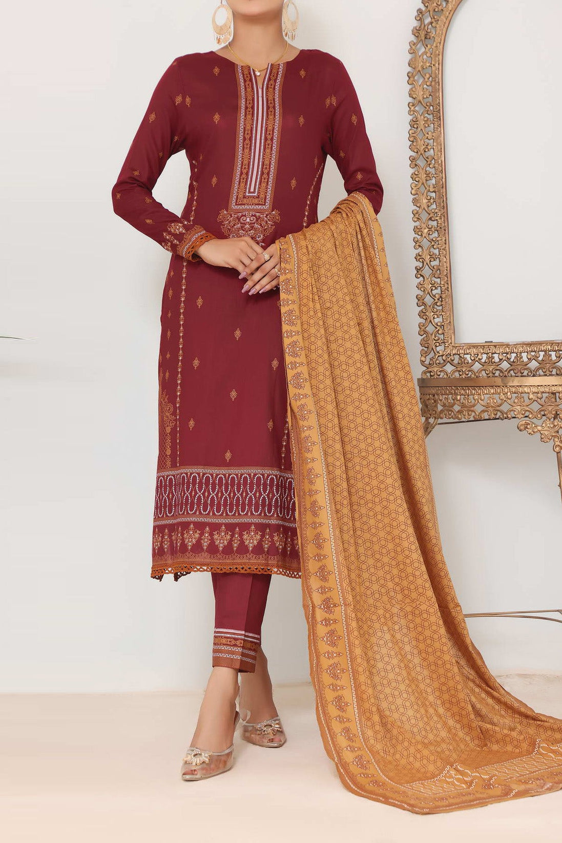 Daman Print Lawn`23 D#1535 Maroon