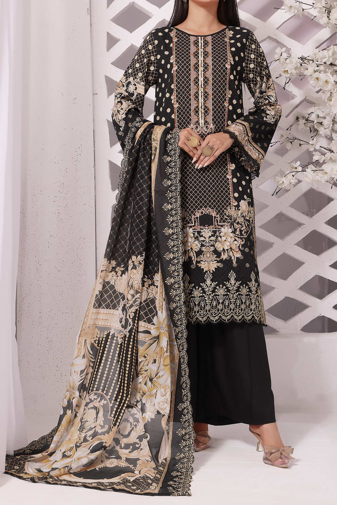 Misri Digital Emb Lawn`23 D#218 Black
