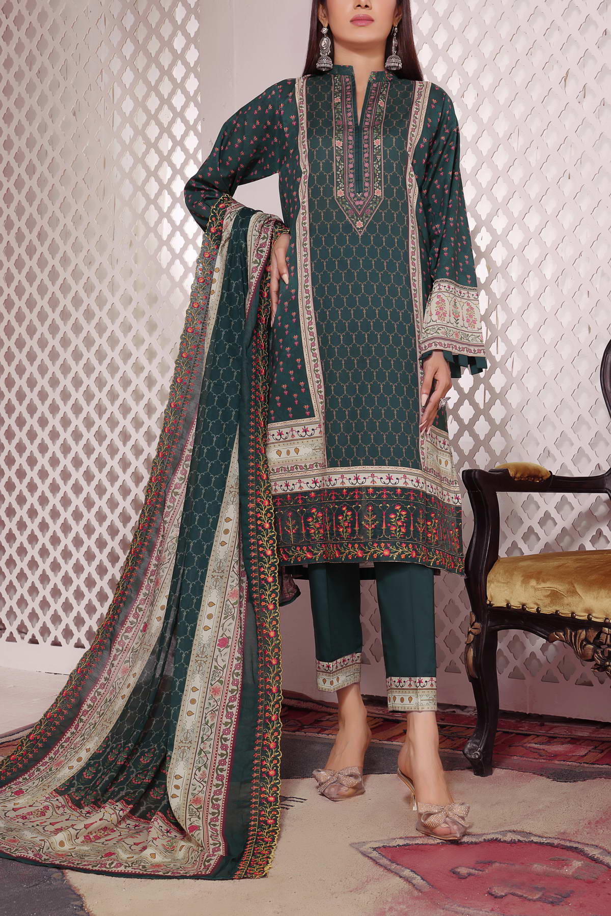 Misri Digital Emb Lawn`23 D#223 D Green