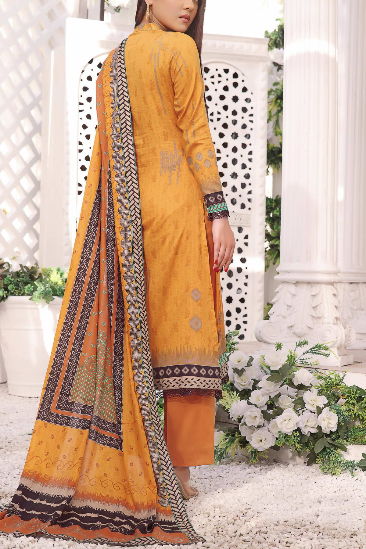 Daman Print Lawn`23 D#809 Mustard