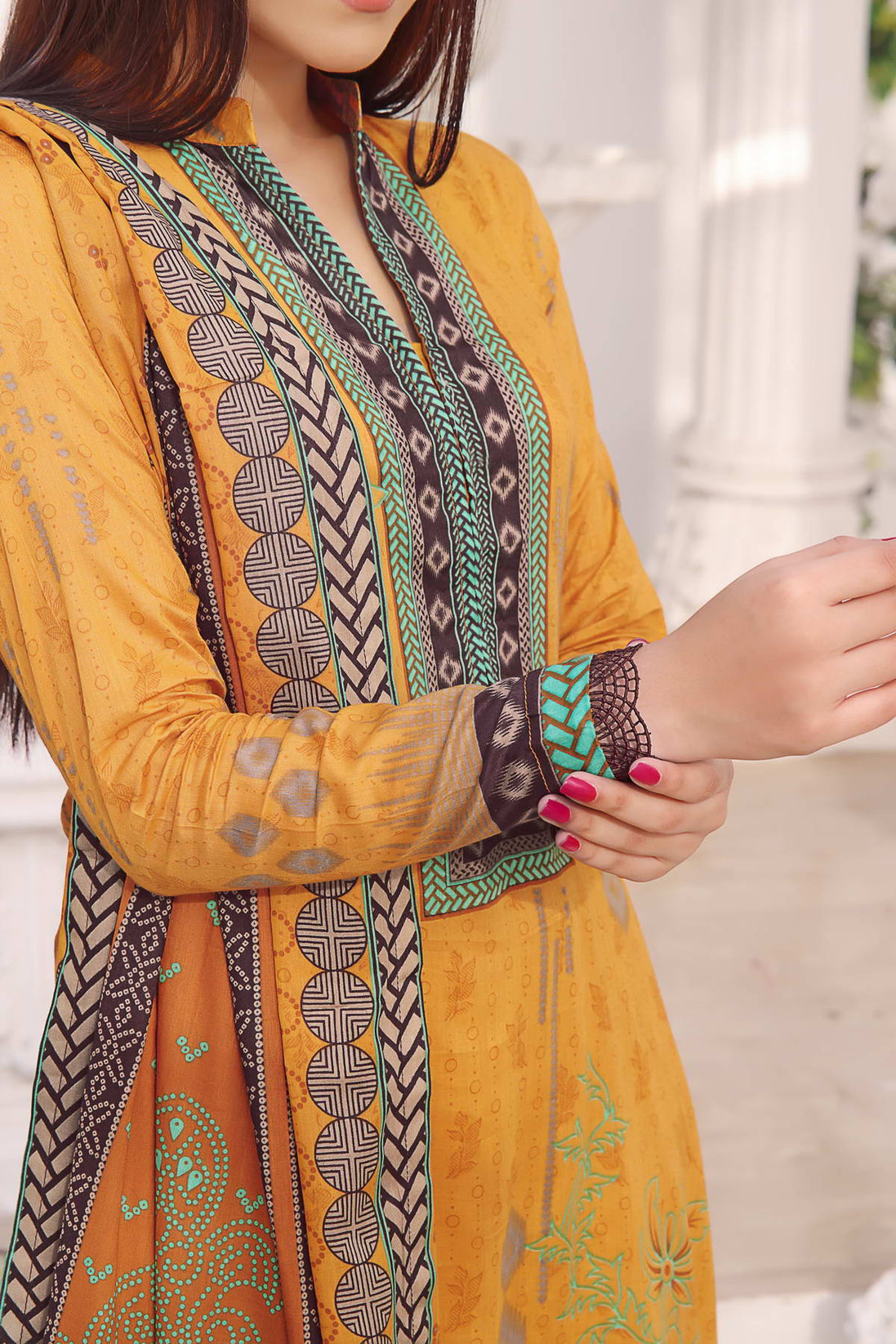 Daman Print Lawn`23 D#809 Mustard