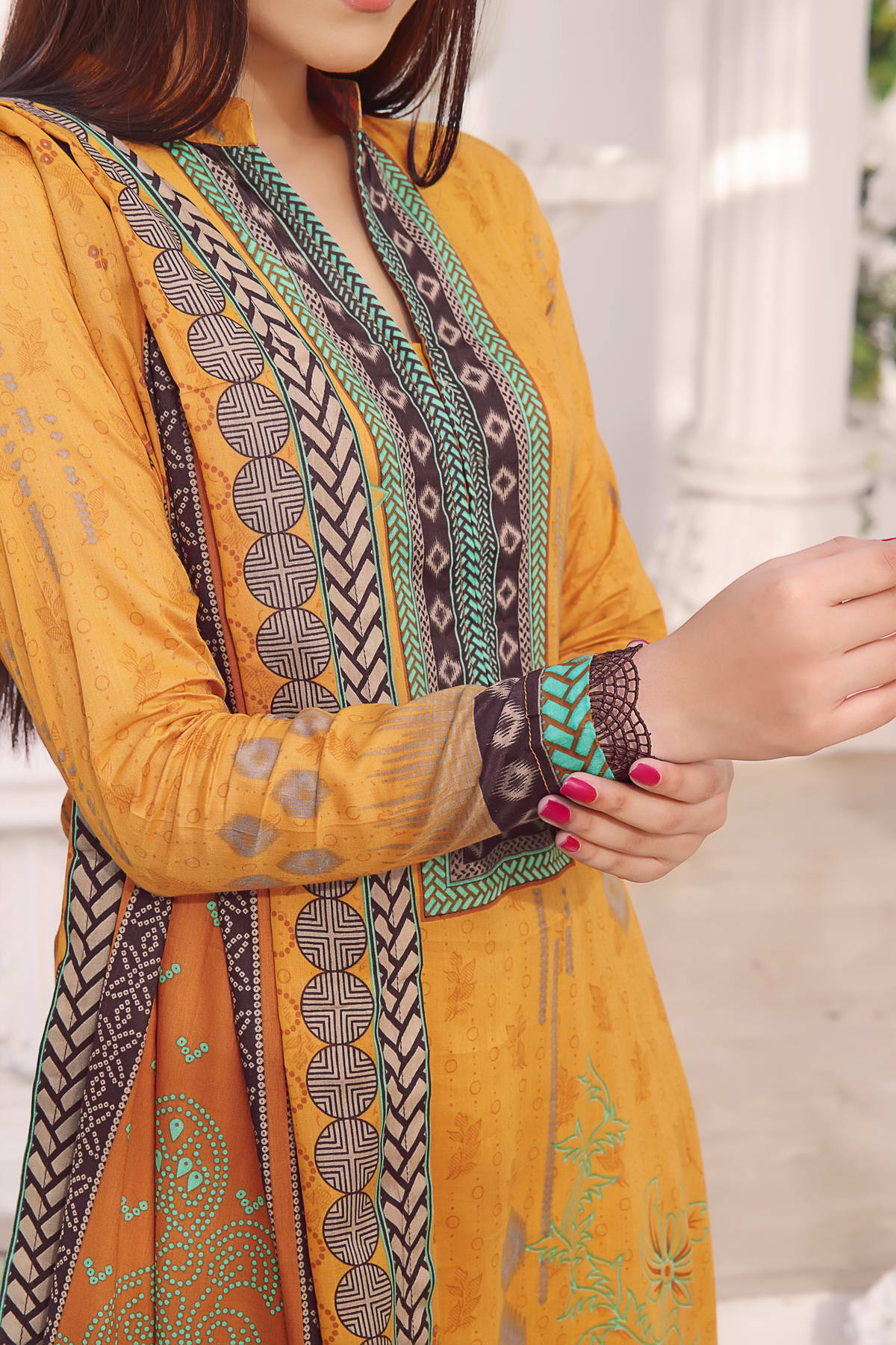 Daman Print Lawn`23 D#809 Mustard