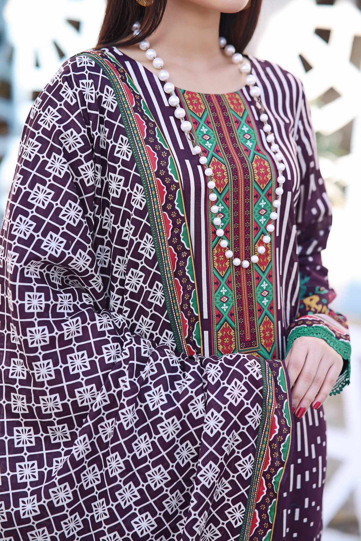 Daman Print Lawn`23 D#808 Purple
