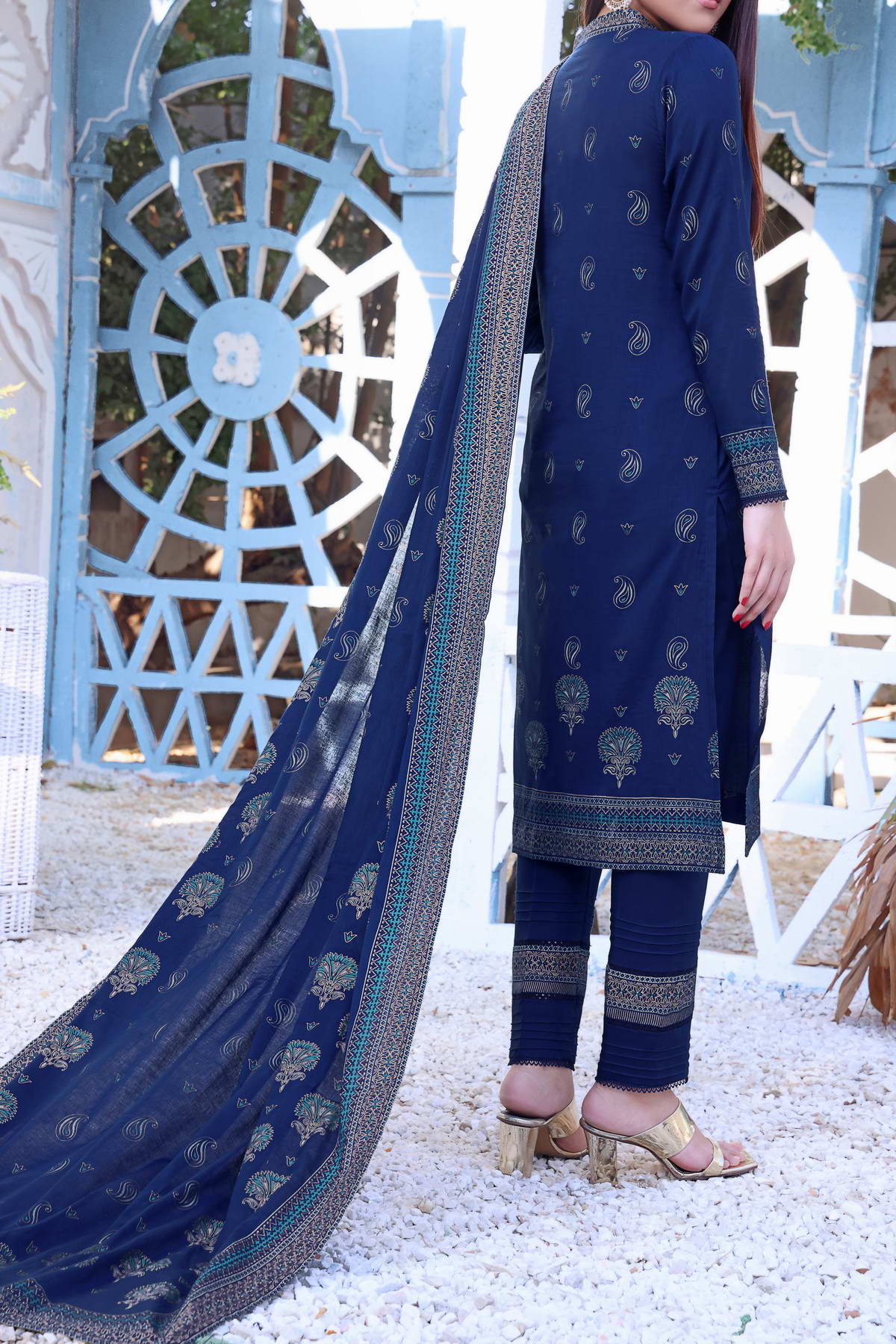 Daman Print Lawn`23 D#807 Nevy Blue