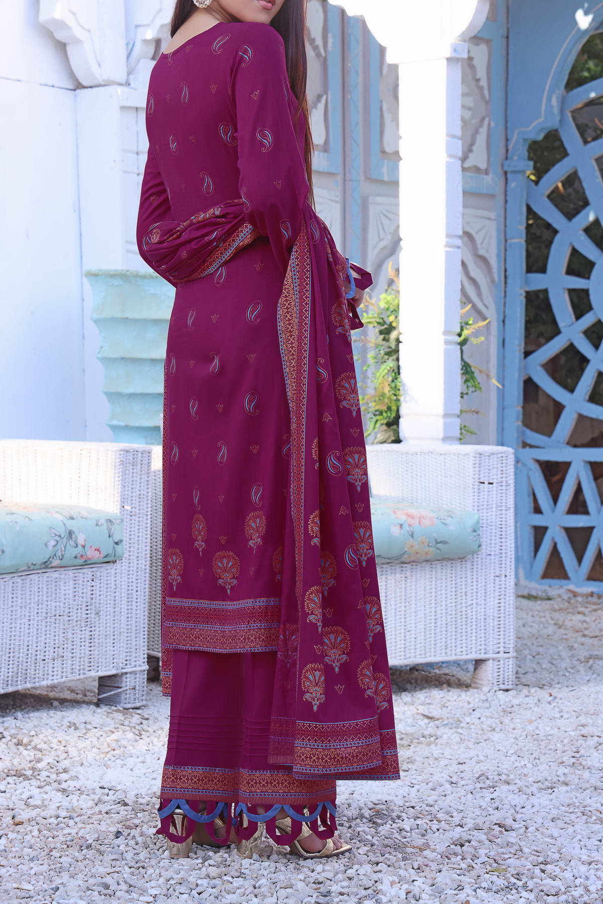 Daman Print Lawn`23 D#807 Maroon