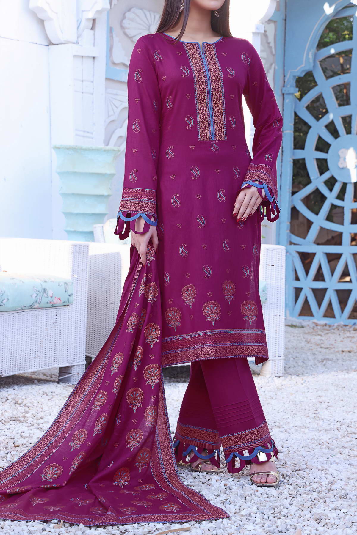 Daman Print Lawn`23 D#807 Maroon