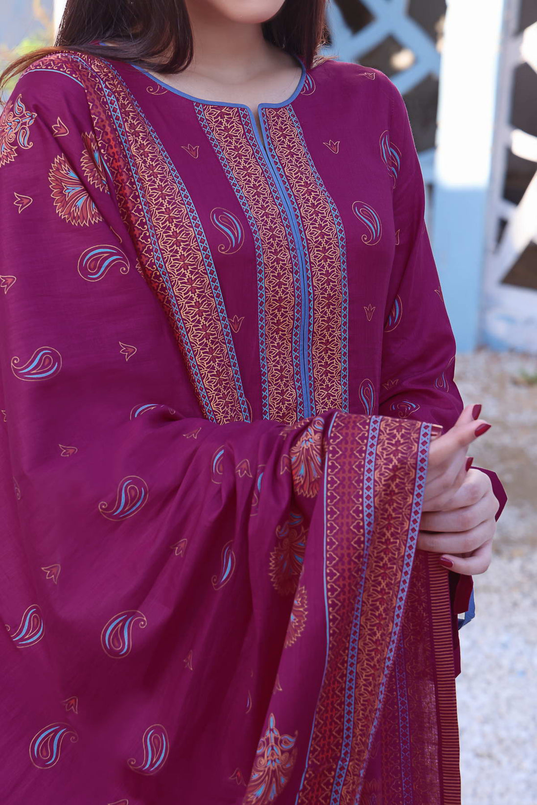 Daman Print Lawn`23 D#807 Maroon