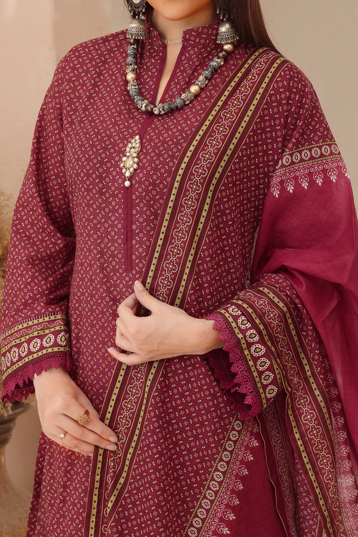 Misri Digital Print Lawn'23 D#10 Maroon
