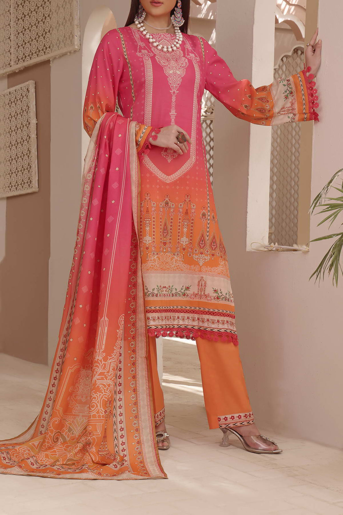 Misri Digital Print Lawn'23 D#16 Orange