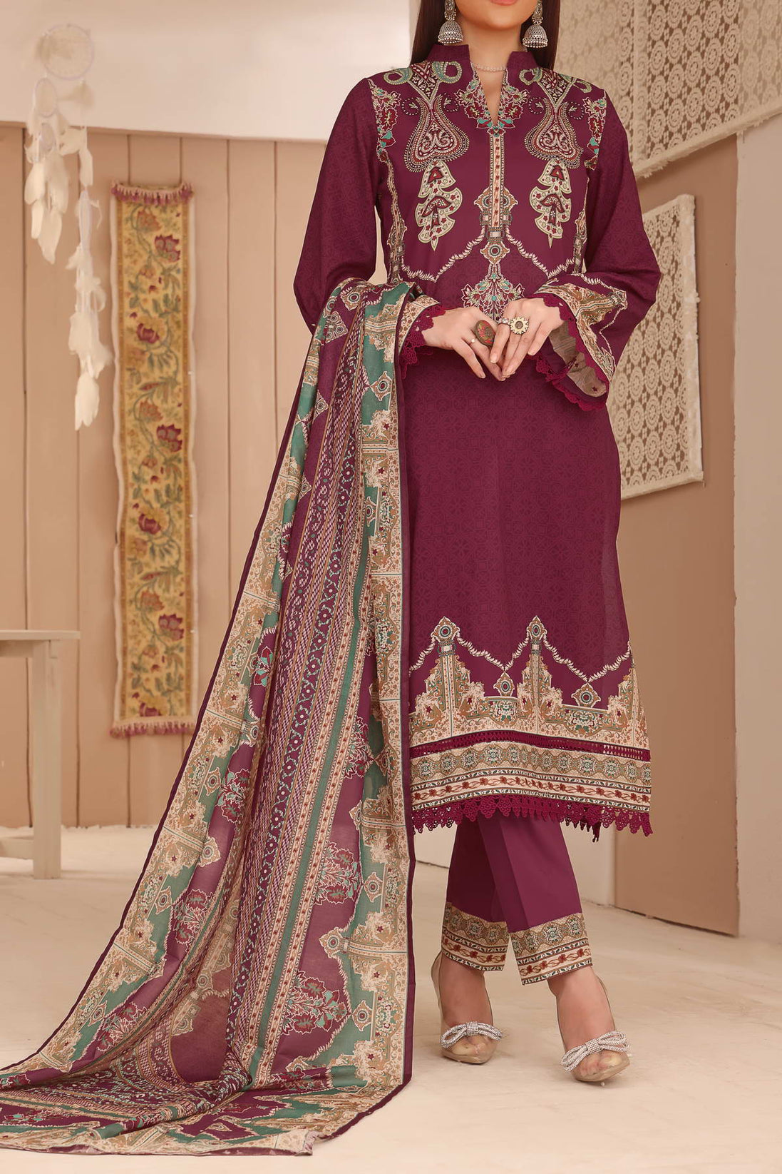 Misri Digital Print Lawn'23 D#14 D Maroon