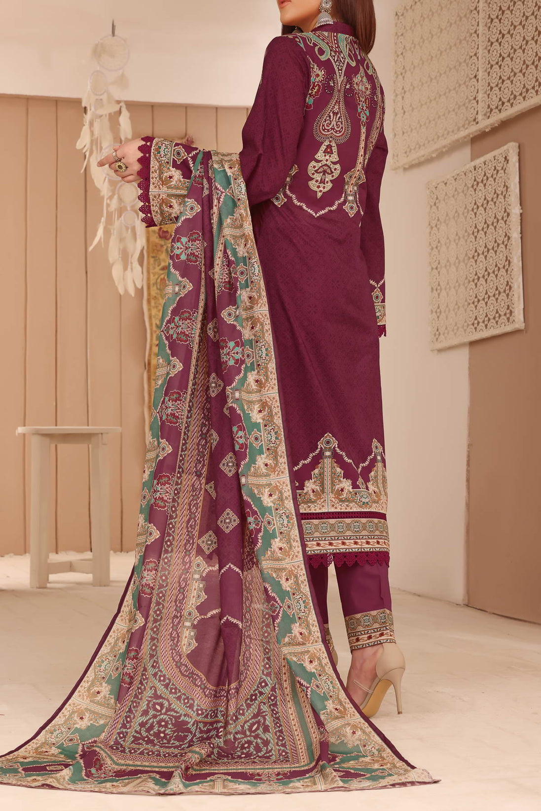 Misri Digital Print Lawn'23 D#14 D Maroon