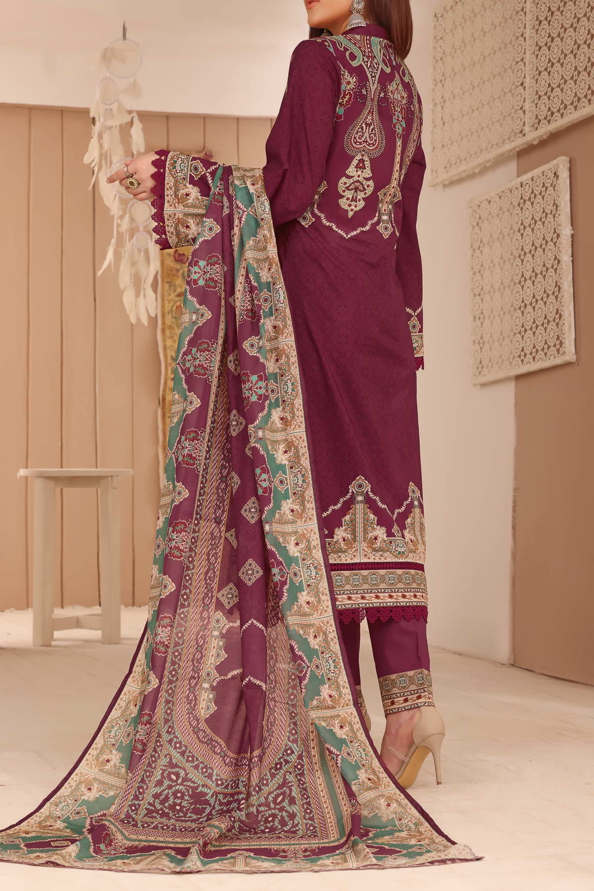 Misri Digital Print Lawn'23 D#14 D Maroon