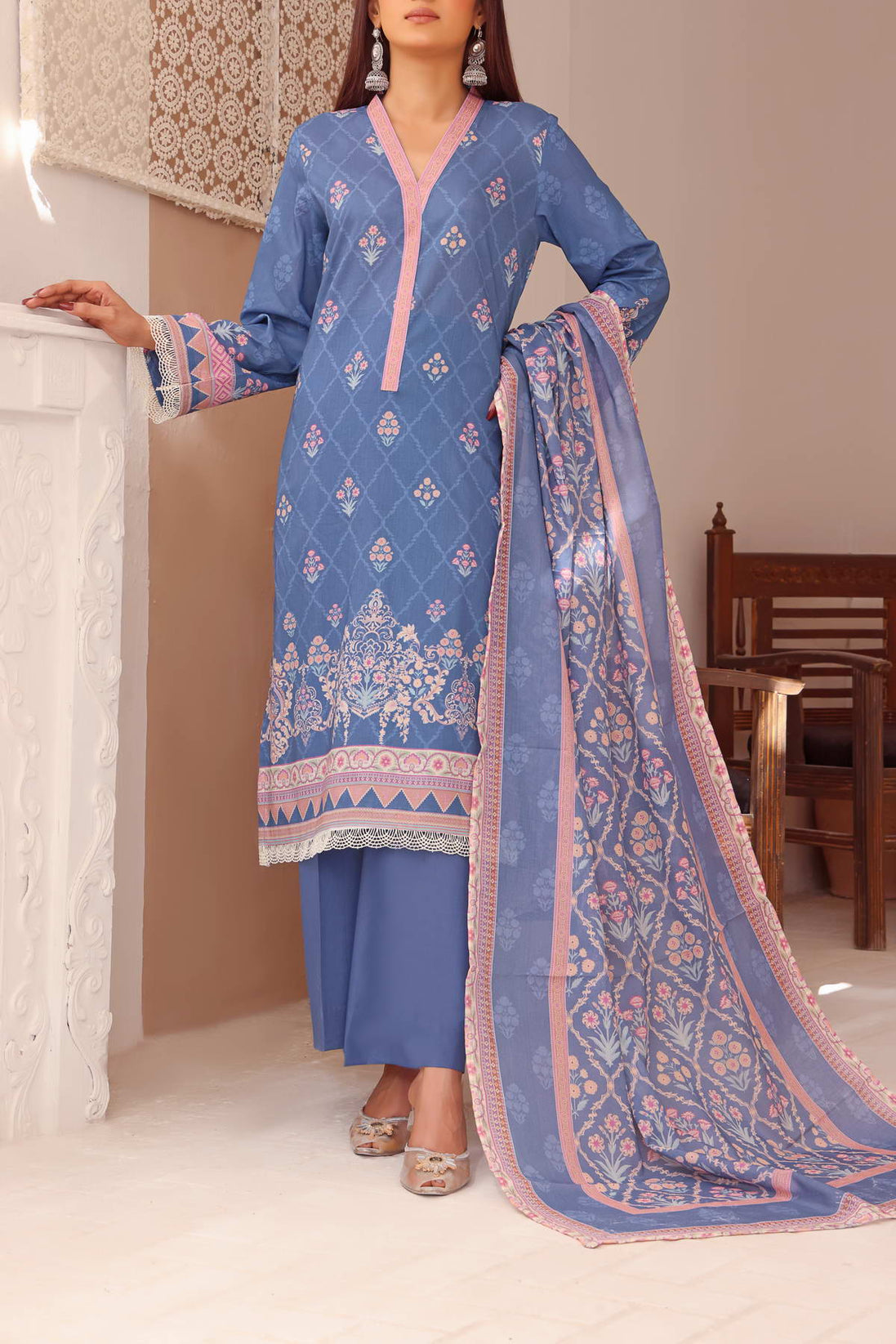 Misri Digital Print Lawn'23 D#05 B Grey