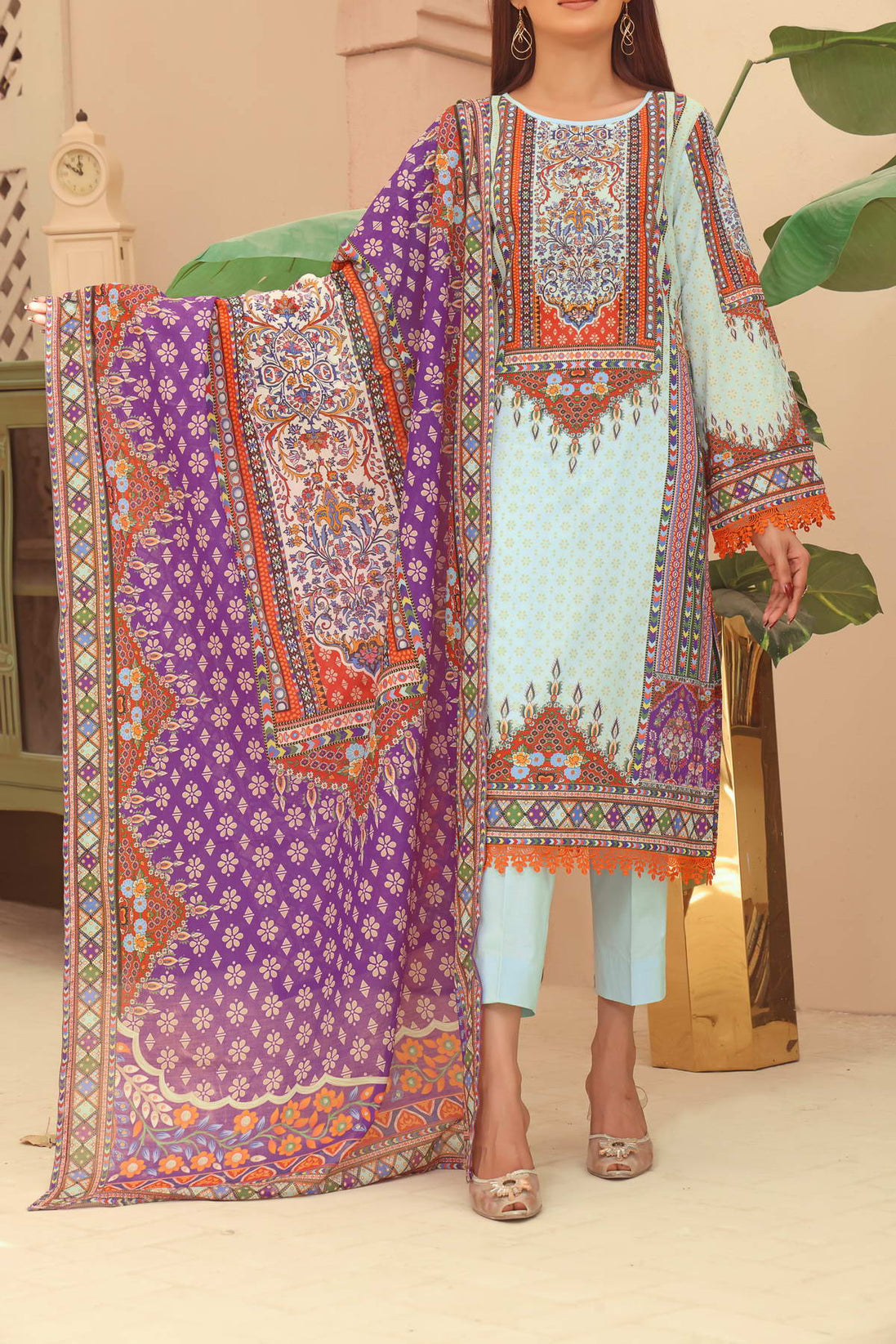 Misri Digital Print Lawn'23 D#13 Ferozi