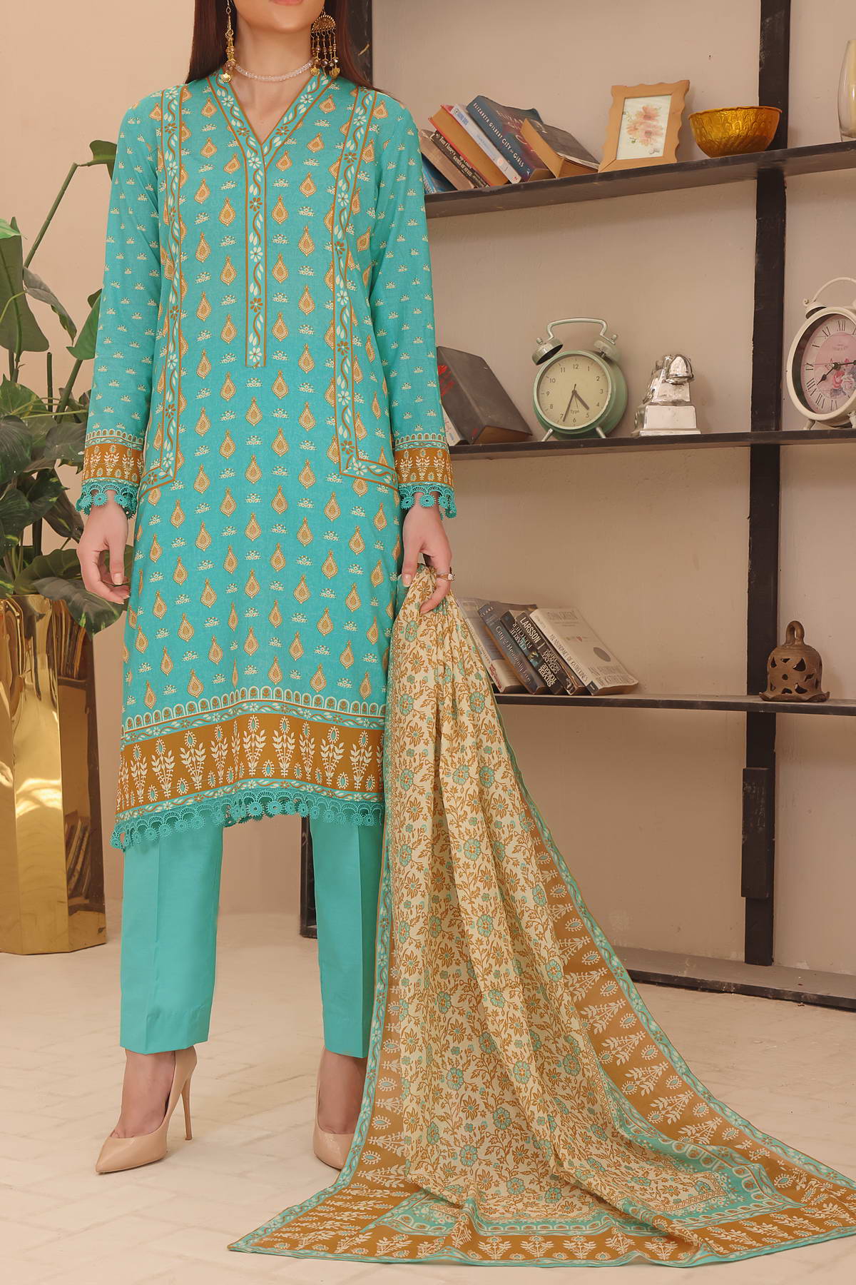 Misri Digital Print Lawn'23 D#15 Sea Green