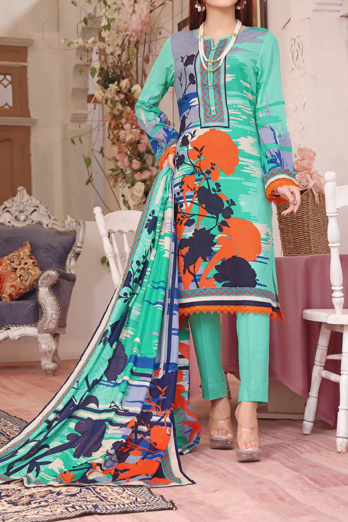 Daman Print Lawn`23 D#1538 Ferozi