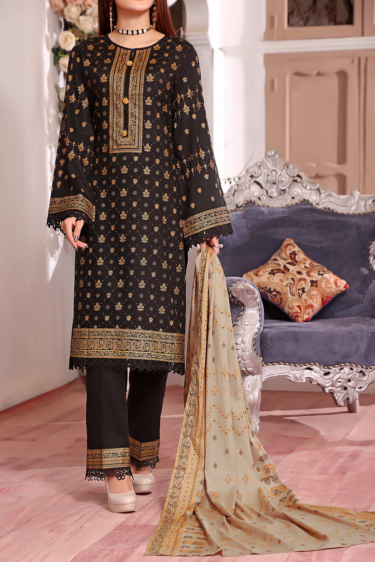 Daman Print Lawn`23 D#1539 Black