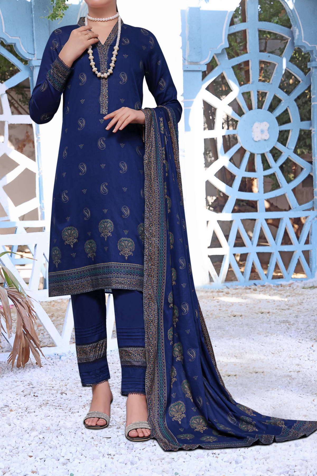 Daman Print Lawn`23 D#807 Nevy Blue