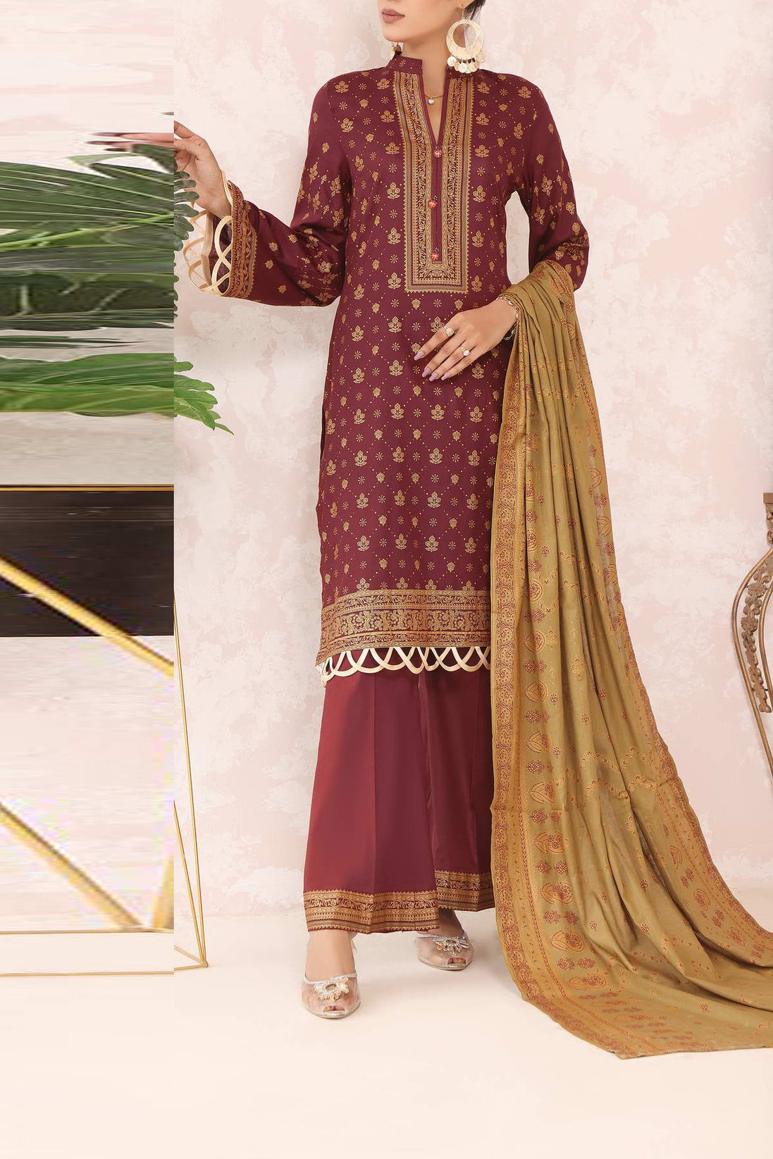 Daman Print Lawn`23 D#1539 Maroon