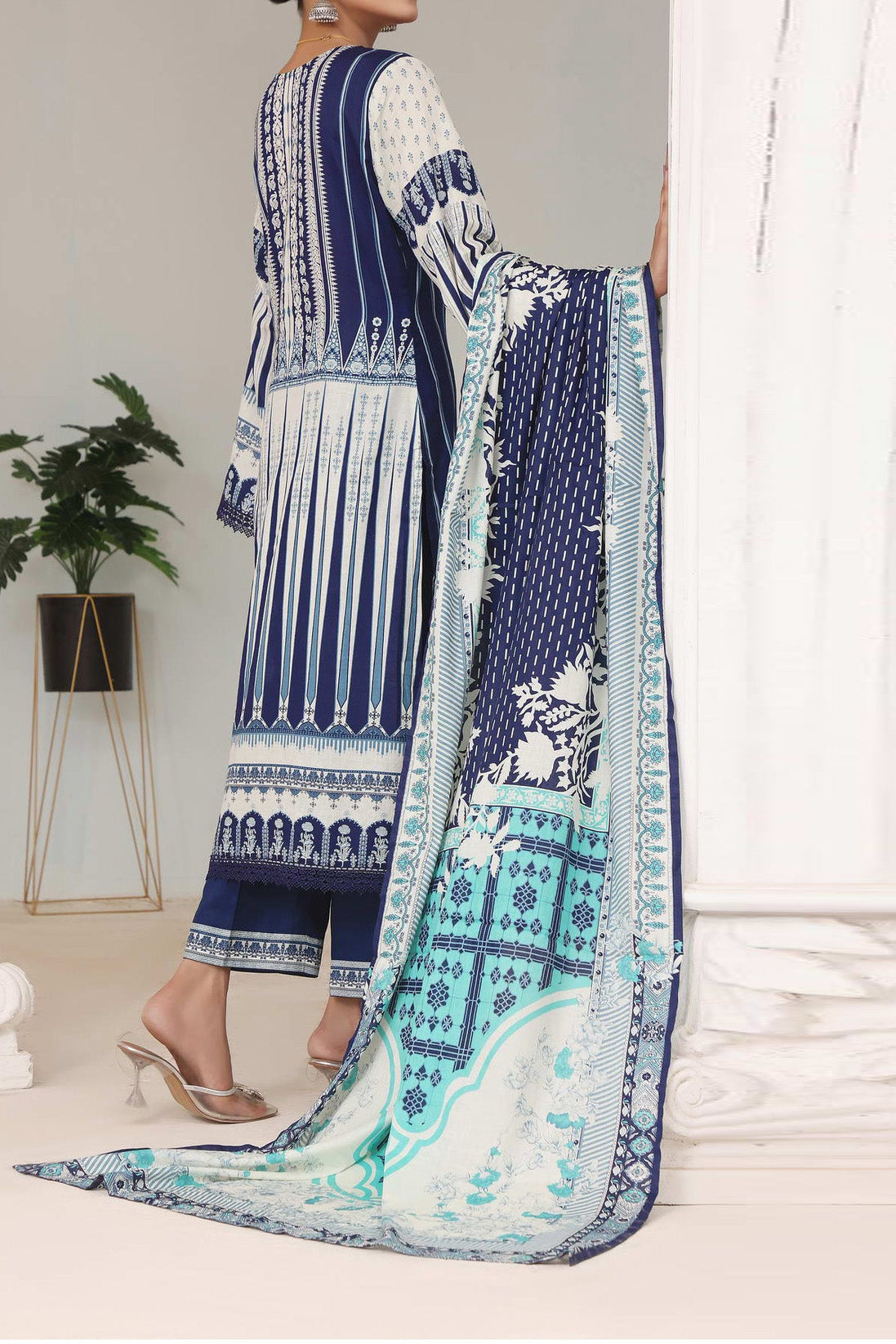 Daman Print Lawn`23 D#1537 Nevy Blue