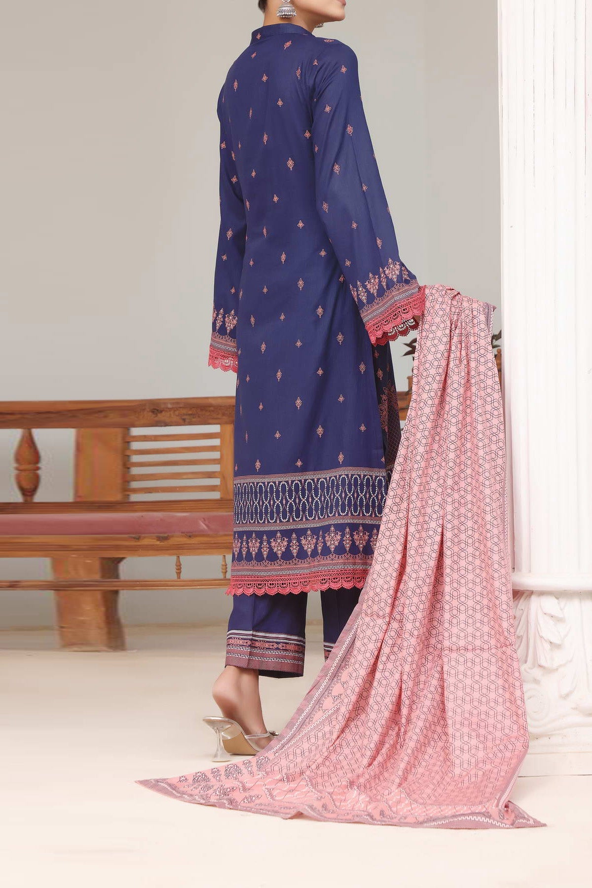 Daman Print Lawn`23 D#1535 Nevy Blue