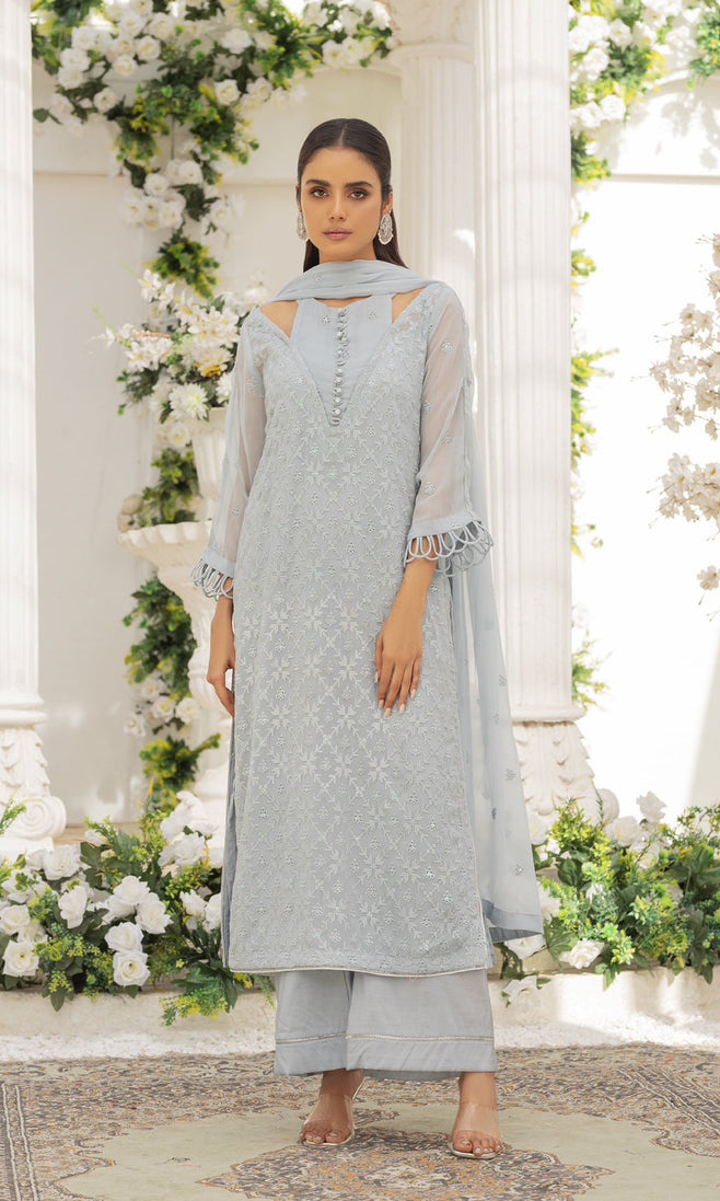Afreen Emb Chiffon`23 LIGHT GREY