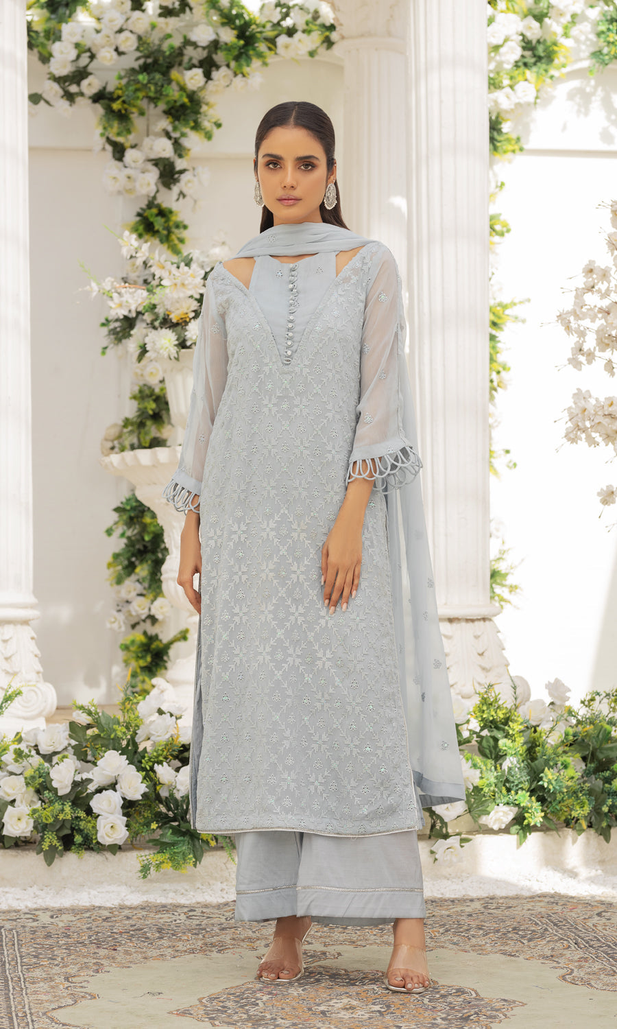 Afreen Emb Chiffon`23 LIGHT GREY
