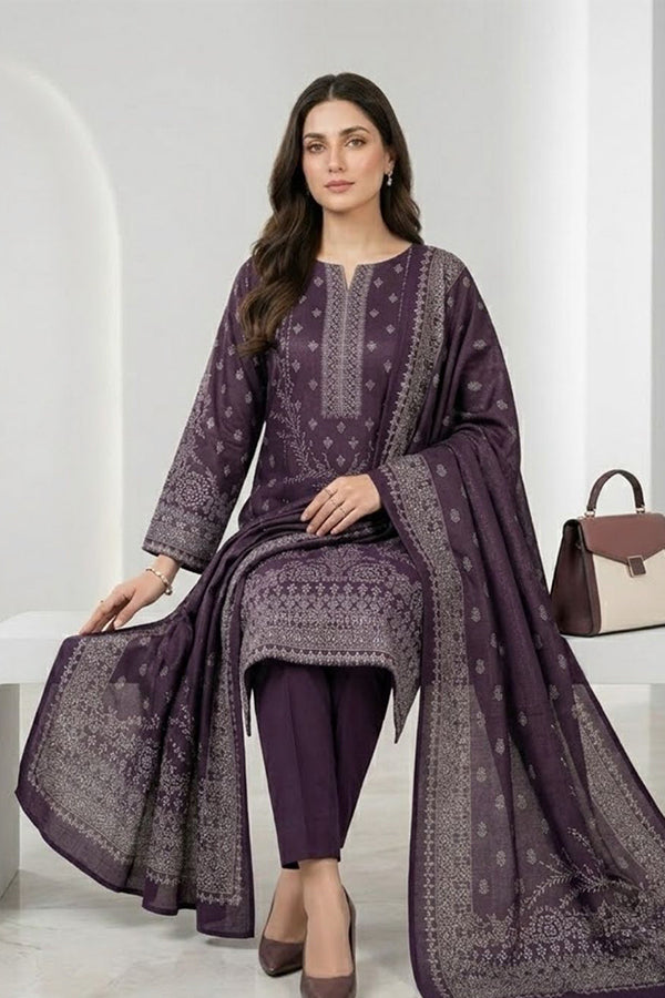 BR Bismal Dhanak'26 3Pcs D#3 Purple