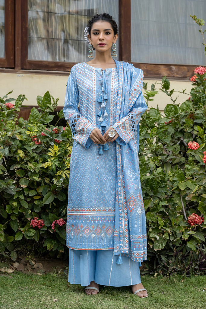 Lakhany Print Lawn`22 D#3013 L Blue
