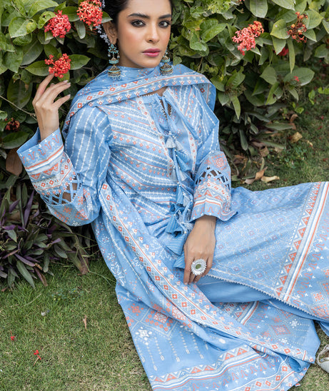 Lakhany Print Lawn`22 D#3013 L Blue