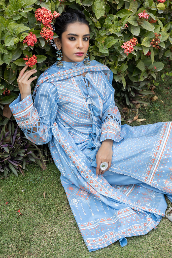 Lakhany Print Lawn`22 D#3013 L Blue
