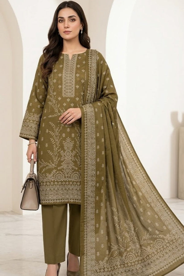 BR Bismal Dhanak'26 3Pcs D#6 Mehndi
