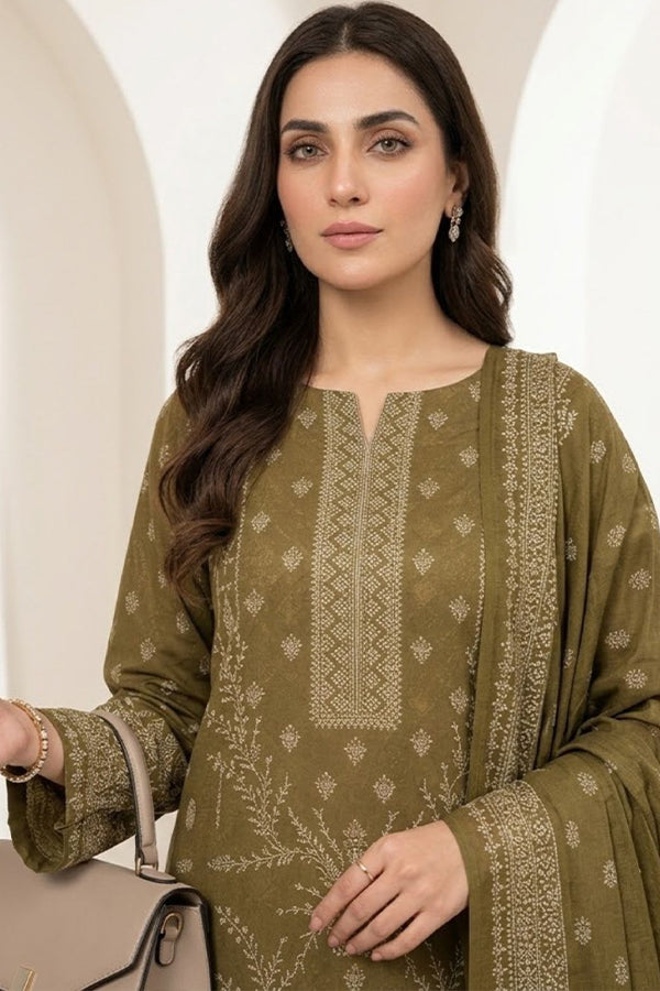 BR Bismal Dhanak'26 3Pcs D#6 Mehndi